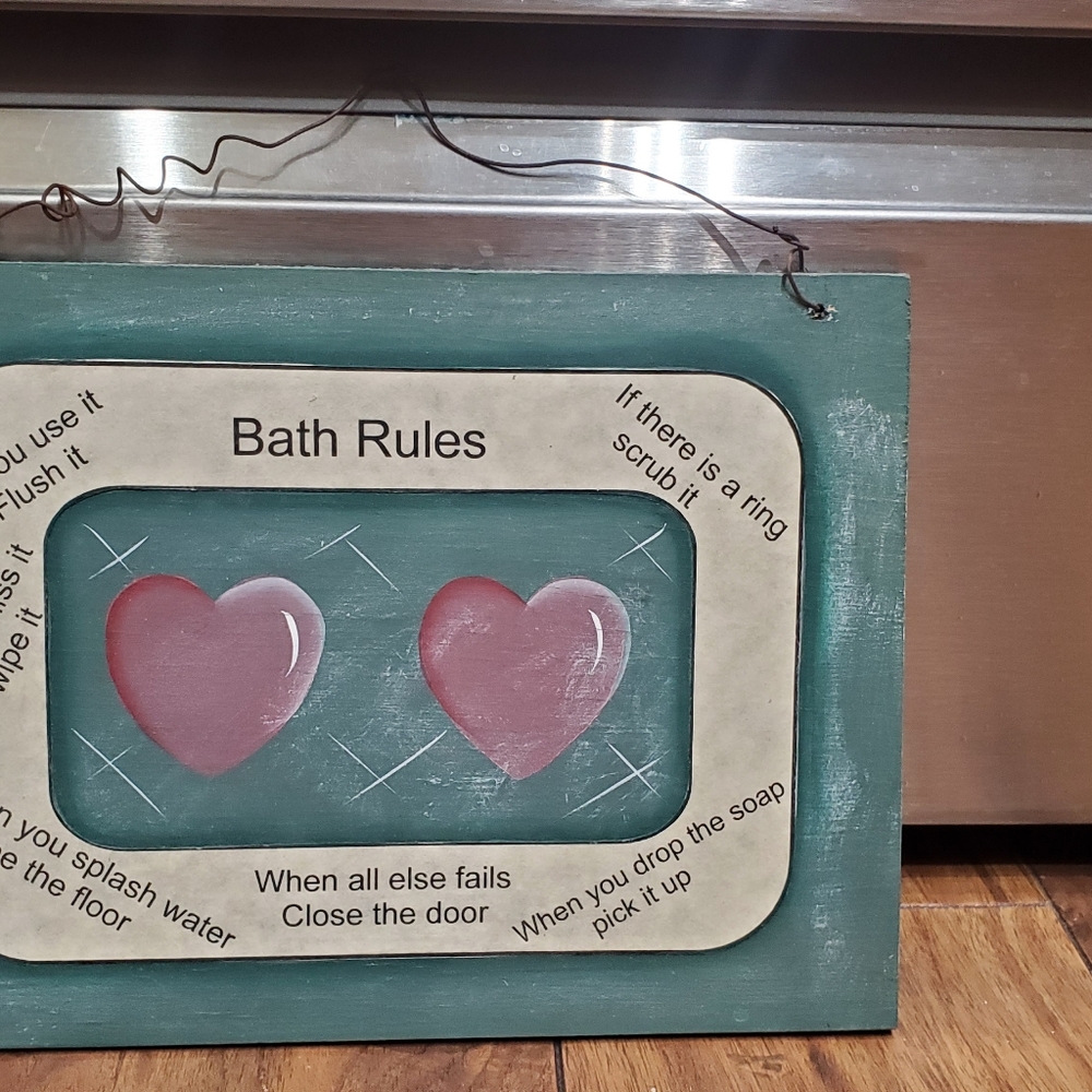 FUN!!  Wood, Hanging Bathroom Sign!